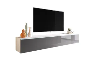 TV-Tisch MENDES D 180, 180x30x32, weiß/grauer Glanz