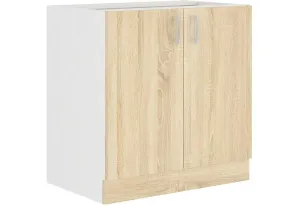 Zweitüriger Küchenunterschrank mit Arbeitsplatte AVRIL 80 D 2F, 80x85x60, weiß/Sonoma