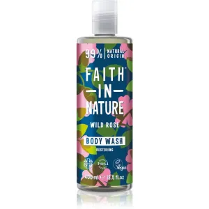 Faith In Nature Wild Rose Natürliches Duschgel regeneriert die Hautbarriere 400 ml