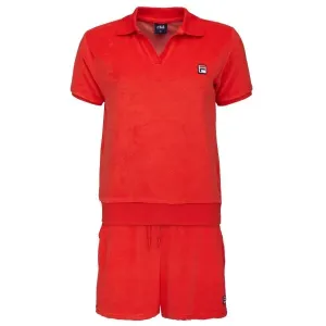 Fila SET POLO AND SHORT PANTS IN SPONGE TERRY Pyjama für Damen, rot, größe M