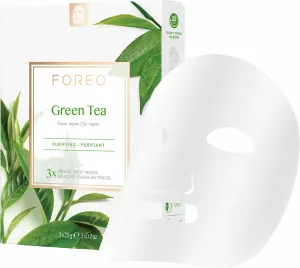 FOREO Farm to Face Sheet Mask Green Tea Zellschichtmaske mit beruhigender Wirkung für Mischhaut 3x20 g