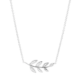 Fossil Silber Halskette mit Blättern JFS00485040
