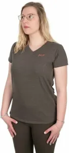 Fox Fishing Angelshirt Womens V-Neck T-Shirt Dusty Olive Marl/Mauve Fox XL