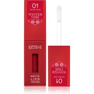 Gabriella Salvete Winter Time lang anhaltender, matter, flüssiger Lippenstift Farbton 01 Candy Cane 4,5 ml