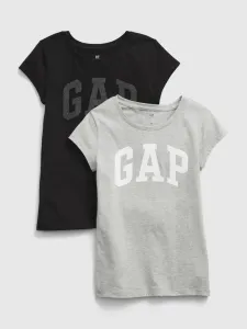 GAP V-SS LOGO GRPH T XLS 2PK Mädchenshirt, schwarz, größe XS