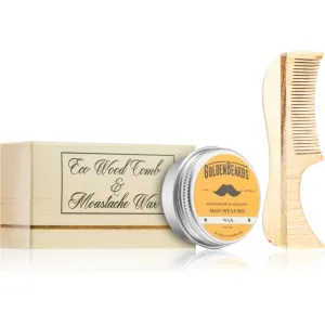 Golden Beards Eco Wood Comb 7.5cm + Moustache Wax Set (für den Bart)
