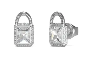 Guess Moderne Ohrringe aus Stahl Shiny Padlock JUBE02194JWRHT
