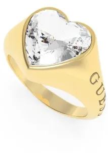 Guess Romantischer vergoldeter Ring mit glitzerndem Herzen UBR70004 54 mm