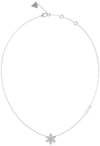 Guess Wunderschöne Halskette aus Stahl mit Blume White Lotus JUBN04146JWRHT/U
