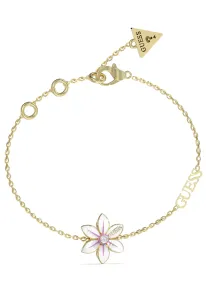 Guess Wunderschönes vergoldetes Armband mit Blume White Lotus JUBB04134JWYGWH 18,5 cm