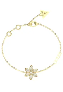 Guess Wunderschönes vergoldetes Armband mit Blume White Lotus JUBB04144JWYG 18,5 cm