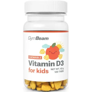 GymBeam Vitamin D3 for Kids Präparat zur Aufrechterhaltung einer gesunden Funktion des Organismus für Kinder Geschmack Orange 120 TAB