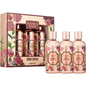 Hamidi Luxury Oud Rose - Duschgel 95 ml + Körpermilch 95 ml + Shampoo und Spülung (2in1) 95 ml