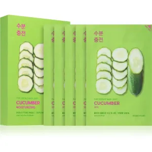 Holika Holika Pure Essence Cucumber Zellschichtmaske mit beruhigender Wirkung für empfindliche Haut mit der Neigung zum Erröten 5x20 ml