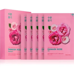 Holika Holika Pure Essence Damask Rose Zellschichtmaske mit feuchtigkeitsspendender und revitalisierender Wirkung 5x20 ml