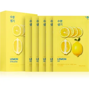 Holika Holika Pure Essence Lemon Zellschichtmaske mit beruhigender Wirkung für zarte Haut mit Vitamin C 5x20 ml