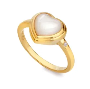 Hot Diamonds Vergoldeter Ring mit einem Diamanten und Perlmutt Jac Jossa Soul DR284 52 mm