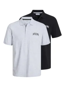Jack&Jones 2 PACK - Herrenpoloshirt JJEJOSH Standard Fit 12257011 Black/White Melange XXL