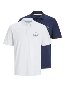 Jack&Jones 2 PACK - Herrenpoloshirt JJFOREST Standard Fit 12256945 Navy Blazer/White L