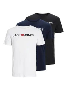 Jack&Jones 3 PACK T-Shirt für Herren JJECORP Slim Fit 12191330 Black/White/Navy XL