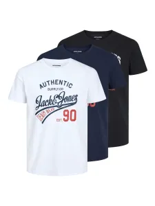 Jack&Jones 3 PACK T-Shirt für Herren JJETHAN Regular Fit 12221269 Black/White/Navy XL