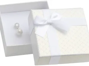 JK Box Weiße Geschenkbox für ein Schmuckset mit Schleife AT-5/A1