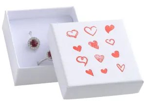 JK Box Weiße Geschenkbox für Schmuckset mit Herzen HRT-4/A1/A7