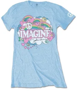 John Lennon T-Shirt Tee Rainbows Love & Peace Light Blue M