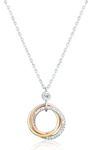 JVD Elegante dreifarbige Halskette aus Silber mit Zirkonia-Kreisen SVLN0138XH2TR45