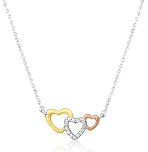 JVD Romantische Halskette dreifarbige Herzen SVLN0418XH2TR45