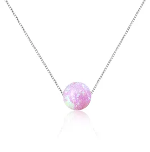 JVD Silberkette mit rosa synthetischem Opal SVLN0166XF6O400