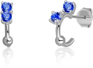 JVD Silberne Ohrringe kreisen mit blauen Zirkonen SVLE0701XH2M100