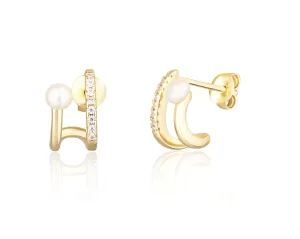 JVD Stilvolle vergoldete Ohrringe mit Zirkonen und Perlen SVLE1624X61GP00