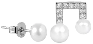 JwL Luxury Pearls Asymmetrische Perlenohrringe mit Zirkonen JL0415