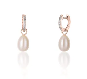 JwL Luxury Pearls Bronze runde Ohrringe á la Herzogin mit echter Perle und Zirkonen 3in1 JL0687