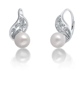 JwL Luxury Pearls Charmante Silberohrringe mit echter weißer Perle JL0706