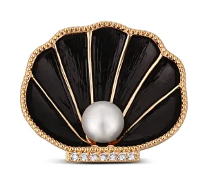 JwL Luxury Pearls Charmante vergoldete Brosche Muschel mit Perle 2in1 JL0764