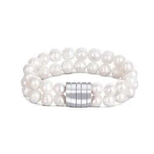 JwL Luxury Pearls Doppeltes Armband aus echten weißen Perlen JL0598