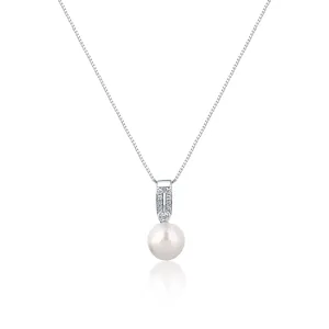 JwL Luxury Pearls Elegante Halskette mit echter Perle und Zirkonen JL0748 (Halskette, Anhänger)