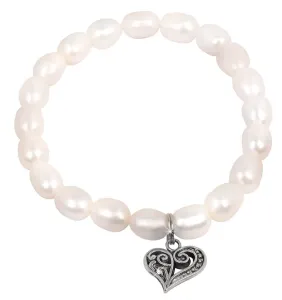 JwL Luxury Pearls Feines Armband aus echten Perlen mit einem Metallherz JL0417