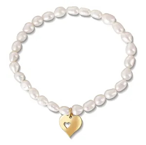 JwL Luxury Pearls Feines Armband aus echten Perlen mit vergoldetem Herz JL0691