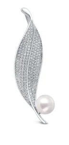 JwL Luxury Pearls Glitzernde Perlenbrosche Blatt JL0701