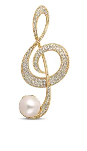 JwL Luxury Pearls Glitzernde Perlenbrosche Violinschlüssel JL0702