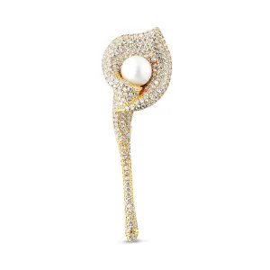 JwL Luxury Pearls Glitzernde vergoldete Brosche 2in1 Blume Calla JL0815