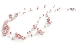 JwL Luxury Pearls Halskette aus schwebenden echten rosa Perlen JL0826