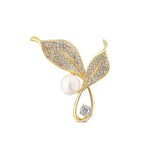JwL Luxury Pearls Helle Perlenbrosche mit Kristallblütenblättern 2in1 JL0817