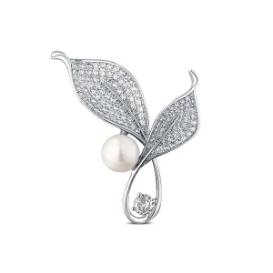 JwL Luxury Pearls Helle Perlenbrosche mit Kristallblütenblättern 2in1 JL0818