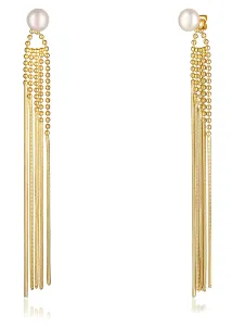 JwL Luxury Pearls Lange vergoldete Ohrringe 2in1 mit echten Perlen JL0654