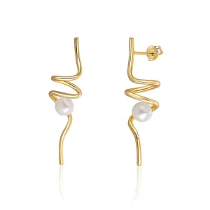 JwL Luxury Pearls Lange vergoldete Silber Ohrringe mit Perle JL0621