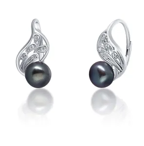JwL Luxury Pearls Luxuriöse Silberohrringe mit echter schwarzer Perle JL0674